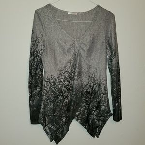 Grey tree silhouette dip dye shirt